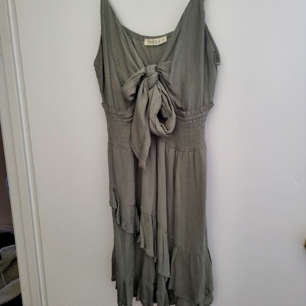 Illa Illa Olive Green Tie Front Lightweight Romper Large